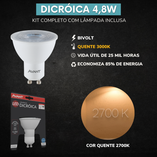 Plafon de sobrepor para lâmpada Dicróica PF 3500/1
