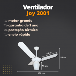 Ventilador de teto Simples Joy 2001 com 3 pás MDF Marca Infinity 