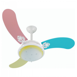 Ventilador de teto Infantil Child 2013 com 3 pás MDF coloridas Marca Infinity 